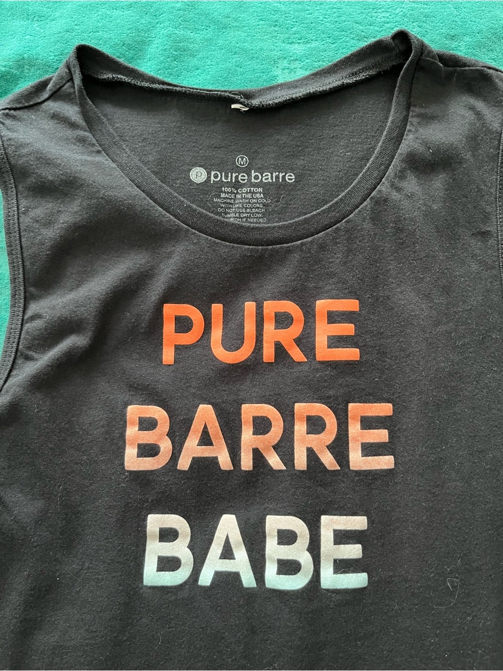 Pure Barre Black Tank Top - "Pure Barre Babe" Medium